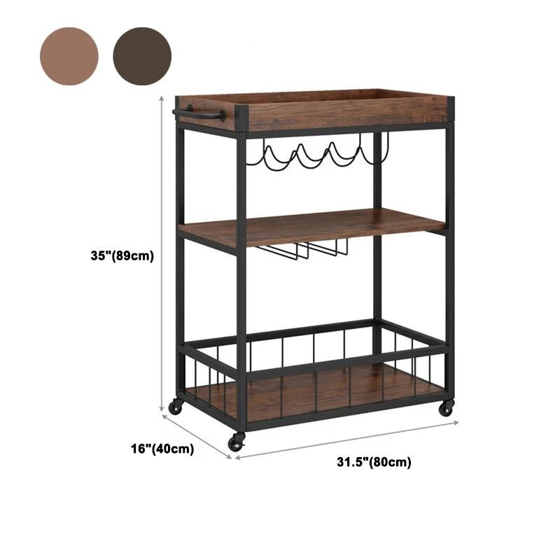 Industrial Rolling Kitchen Cart Metaal Rectangular Kitchen Island Cart Wine Storage 24l