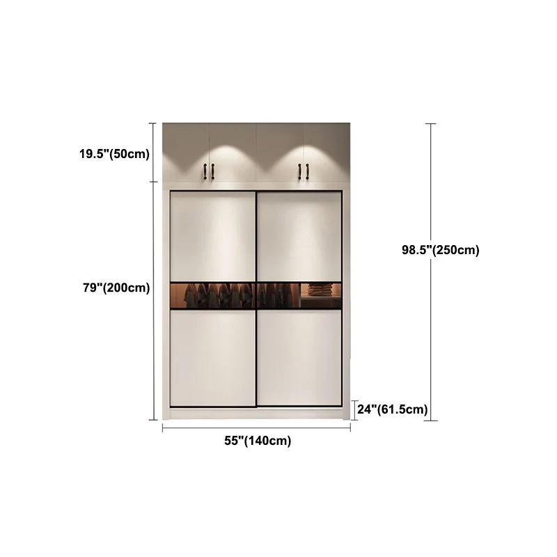 Ivoor Modern Wardrobe Armoire Engineered Wood Wardrobe Cabinet Sliding Doors 55l