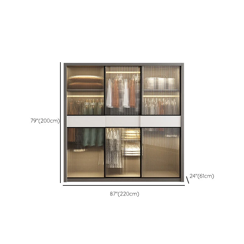 Ivoor Storage Cabinet Glass Doors Contemporary Sliding Door Cabinet Drawer 47