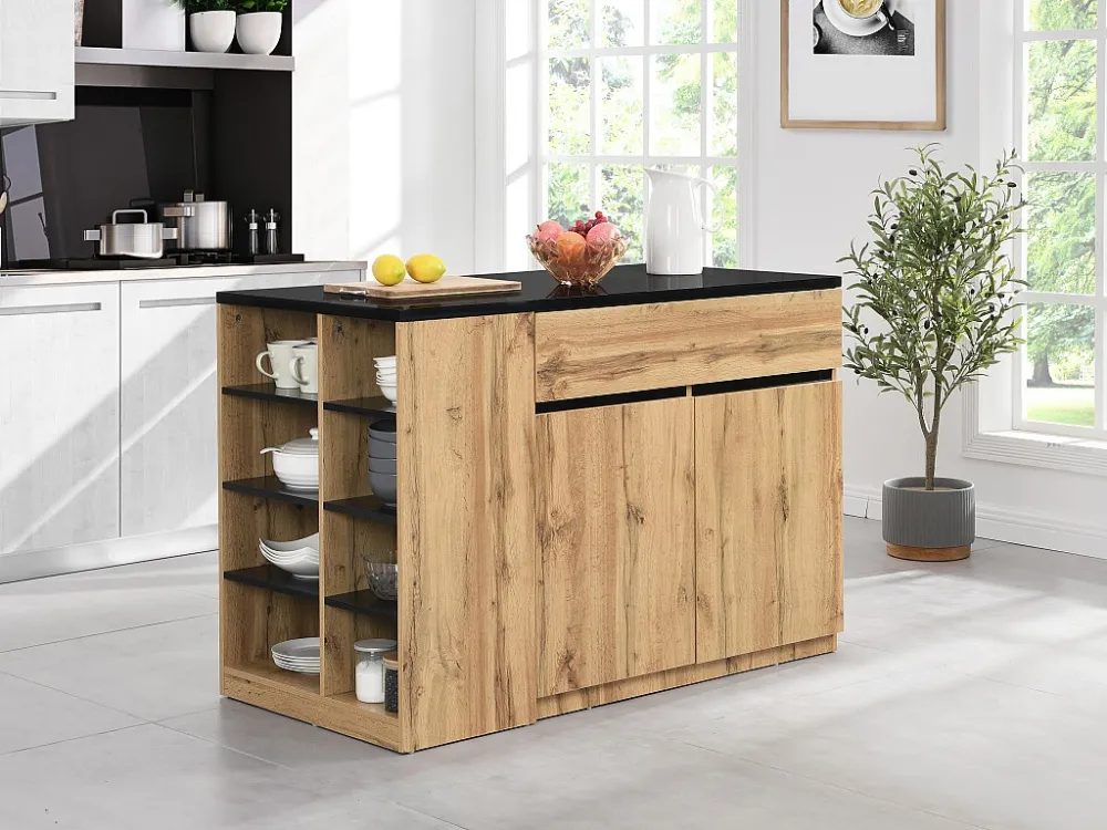 Keukeneiland met opbergruimte - Zwart & naturel - Koop nu voordelig uw online meubelshop