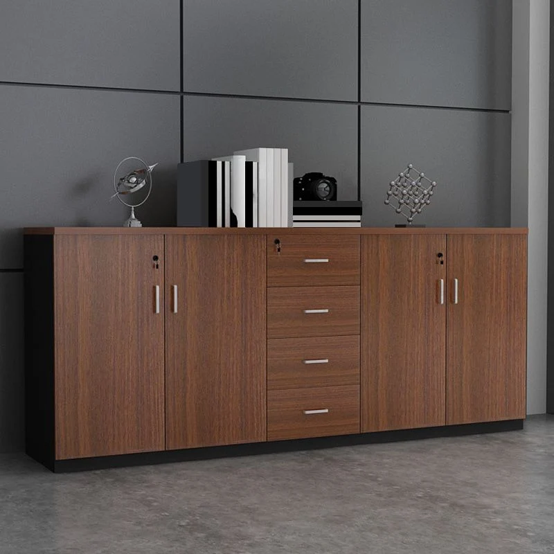 Lateral File Cabinet Wood Locking File Cabinet Storage Shelves Walnut