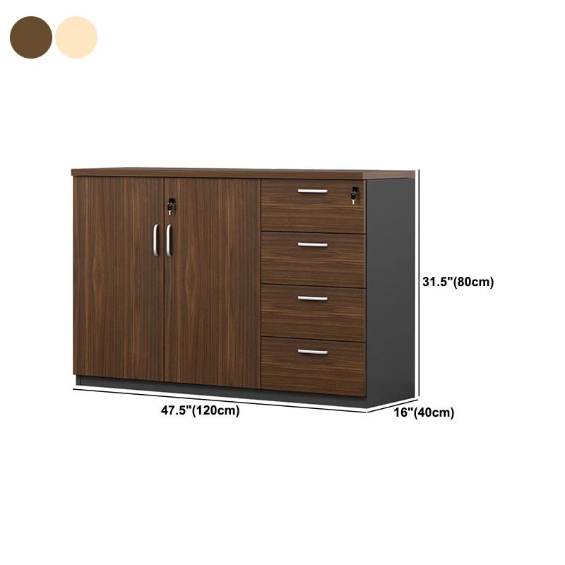 Lateral File Cabinet Wood Locking File Cabinet Storage Shelves Walnut