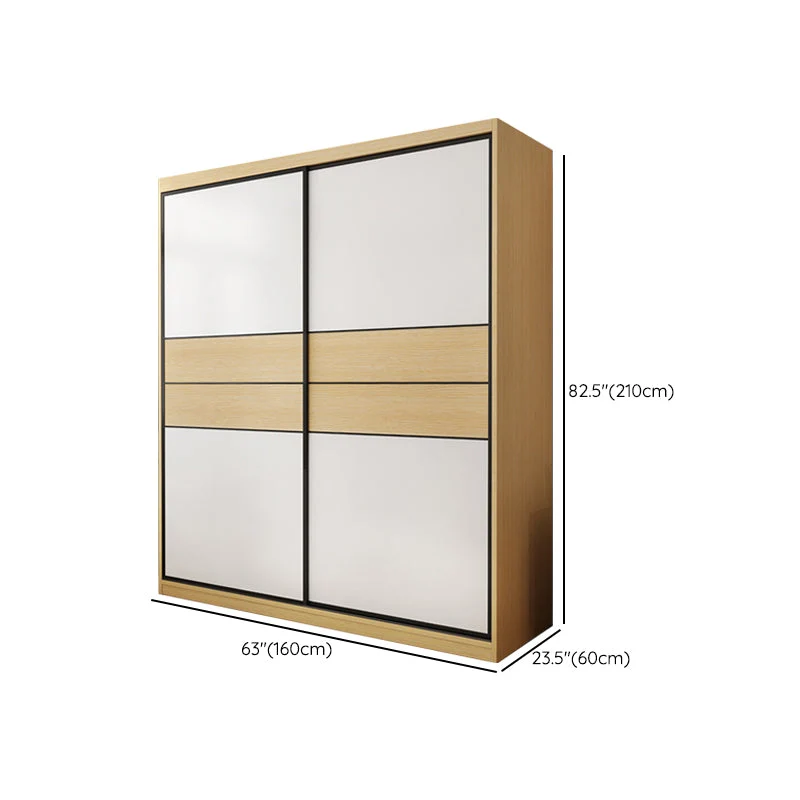 Massief hout Wardrobe Armoire Drawer Modern Wardrobe Closet - 63"L x 23.6"W x 82.9"H Natural