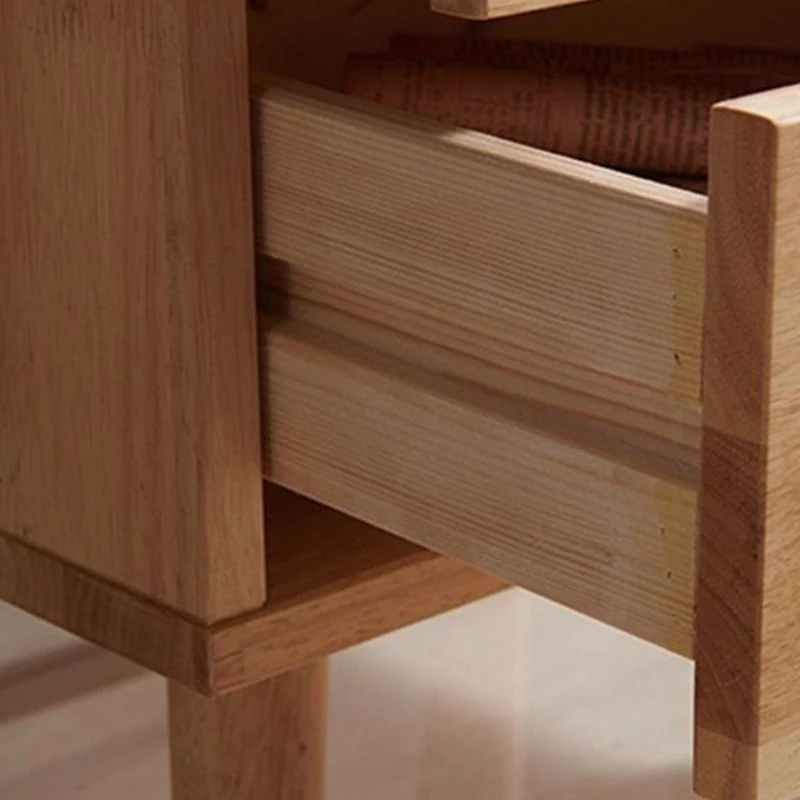 Massief Wood Nightstand Contemporary Bedside Cabinet Legs Nut