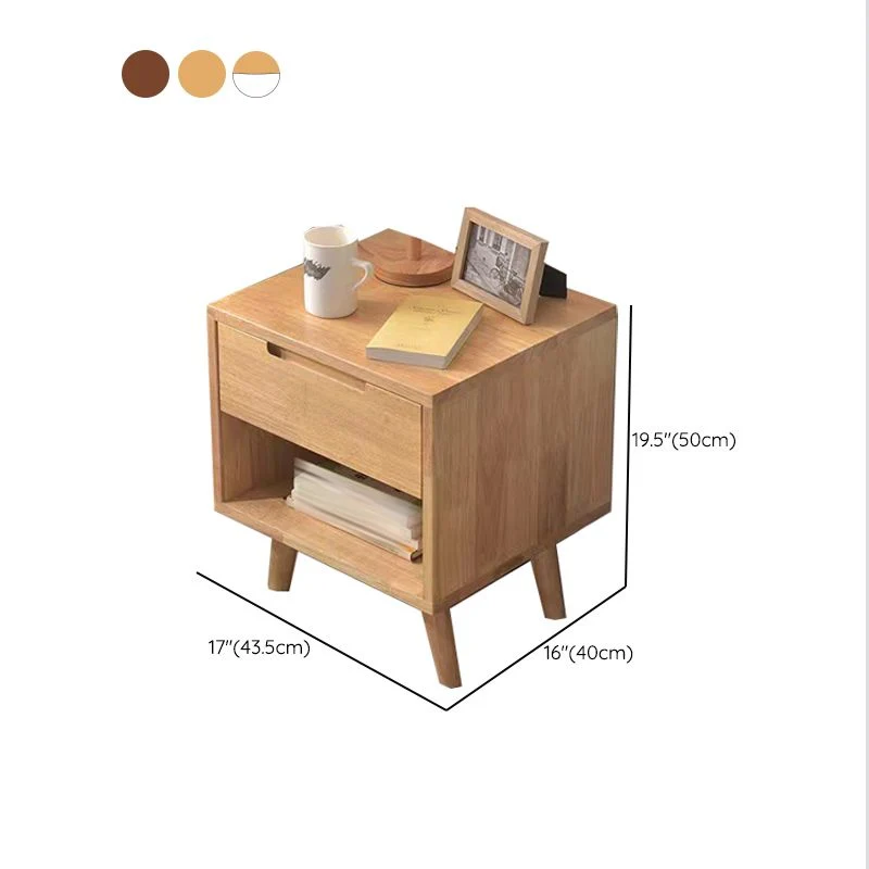 Massief Wood Nightstand Contemporary Bedside Cabinet Legs Nut