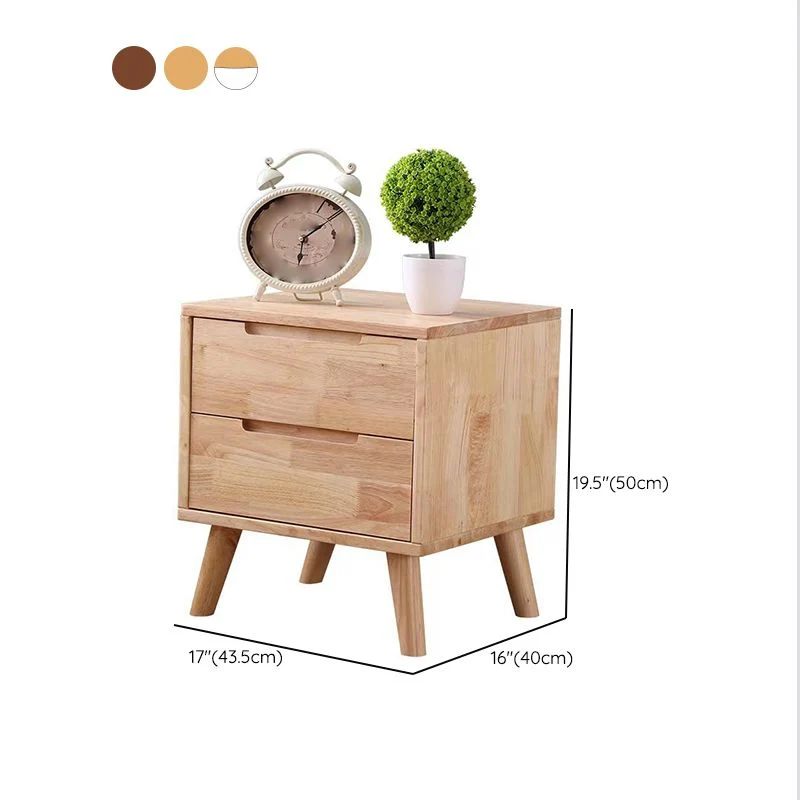 Massief Wood Nightstand Contemporary Bedside Cabinet Legs Nut