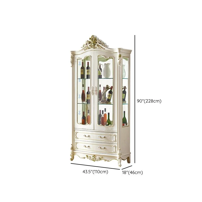 Matte White Eiken Wood Kitchen Wine Holder Storage Cabinet 31l