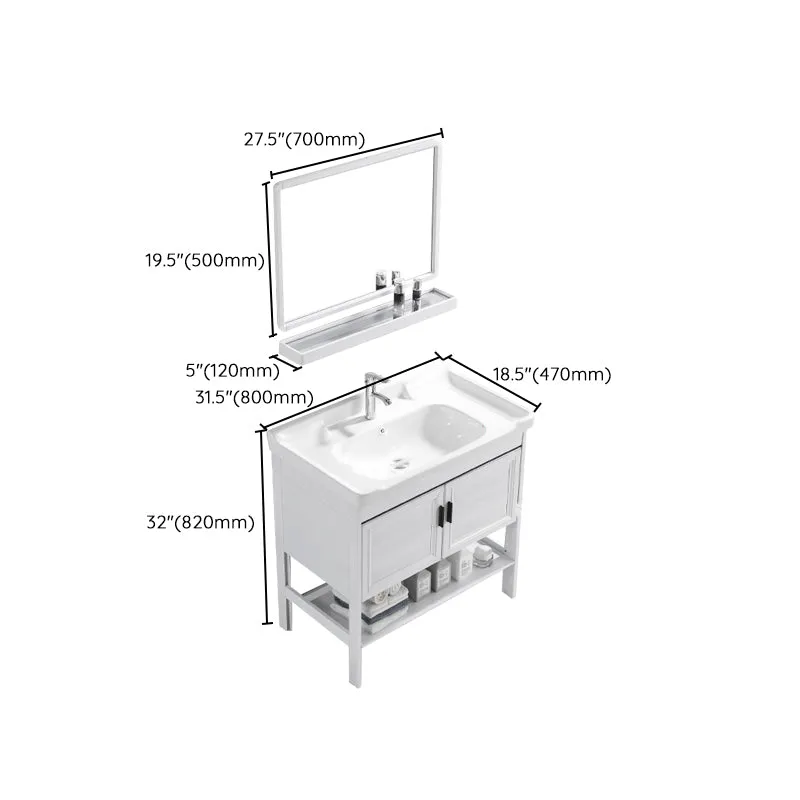 Melkwit Vanity Sink Doors Drawer Faucet Storage Shelf Vanity Mirror 17l