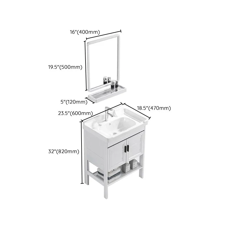 Melkwit Vanity Sink Doors Drawer Faucet Storage Shelf Vanity Mirror 17l