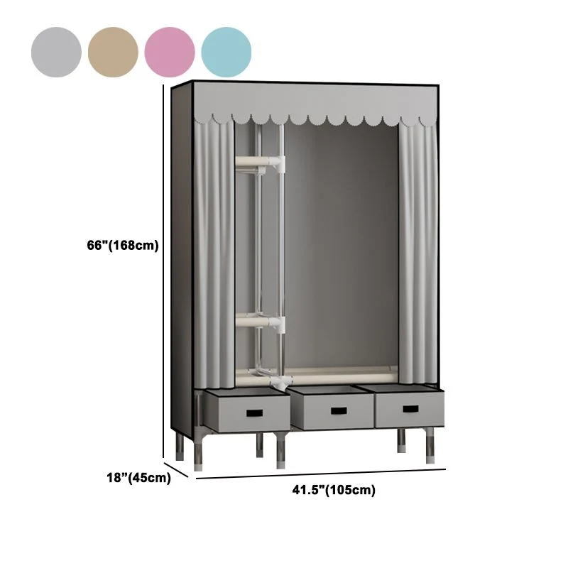 Metaal Frame Wardrobe Armoire Contemporary Style Wardrobe Cabinet Drawers 27