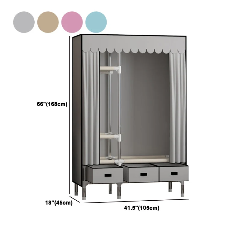 Metaal Frame Wardrobe Armoire Contemporary Style Wardrobe Cabinet Drawers 27