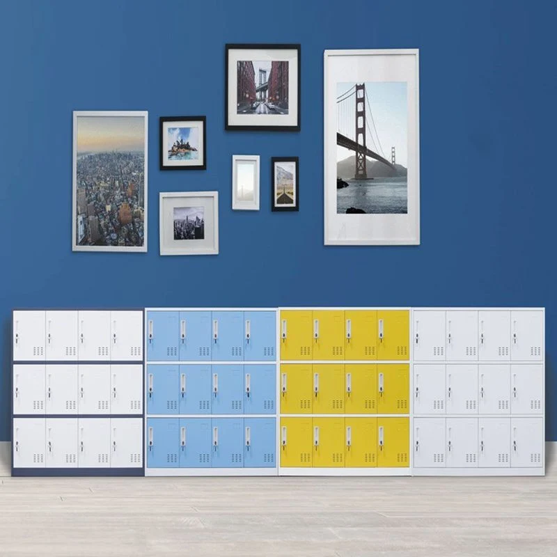 Metal Non-Hanging Armoire Contemporain Storage Cabinet Hinged Doors Yellow