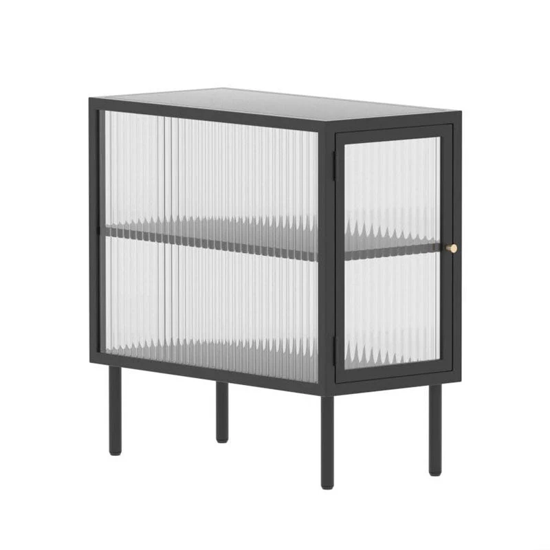 Metal Rectangle Top Side Table 23.6" Hoog 4 Legs End Table Storage Grey
