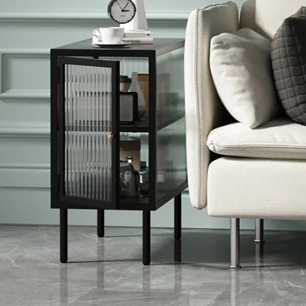 Metal Rectangle Top Side Table 23.6" Lang 4 Legs End Table Storage Grey