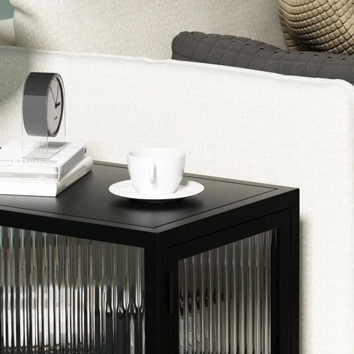 Metal Rectangle Top Side Table 23.6" Lang 4 Legs End Table Storage Grey