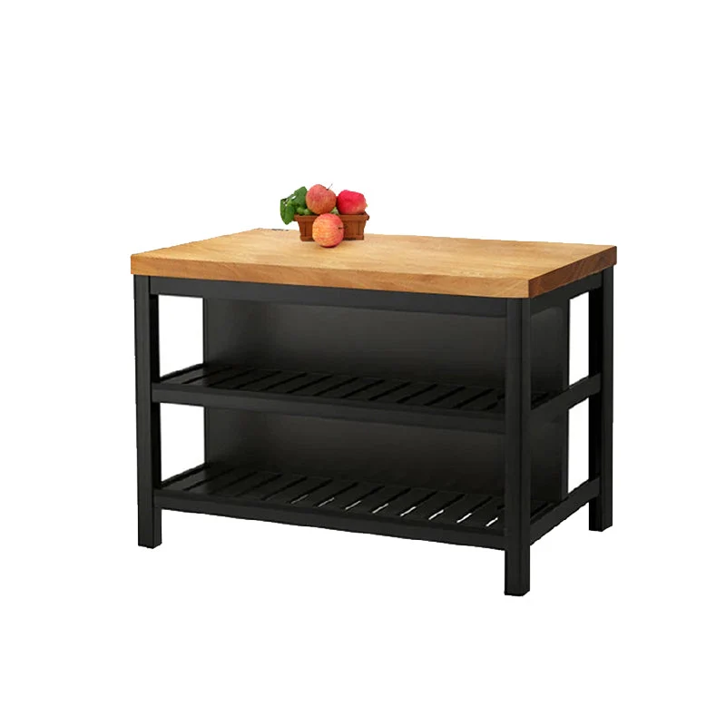 Metal and Uni Wood Kitchen Island Table Open Storage Dining Room 31l