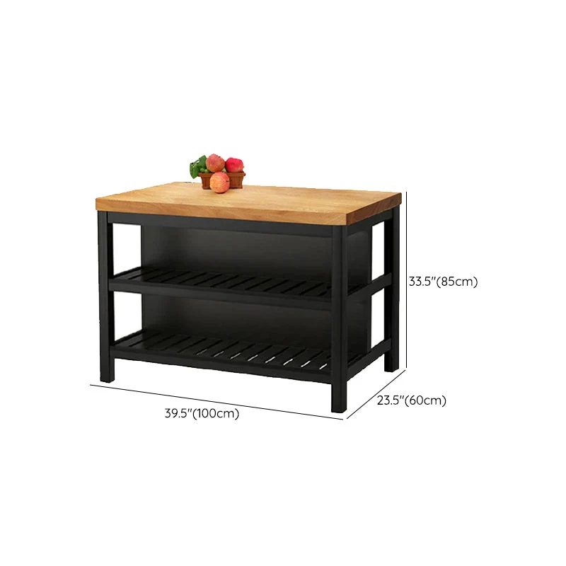Metal and Uni Wood Kitchen Island Table Open Storage Dining Room 31l