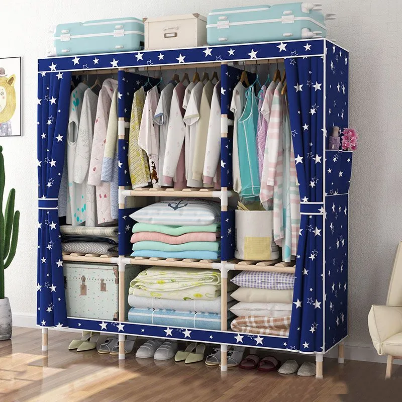 Metalen Modern Armoire Shelves Storage Wardrobe Closet Garment Rod 25