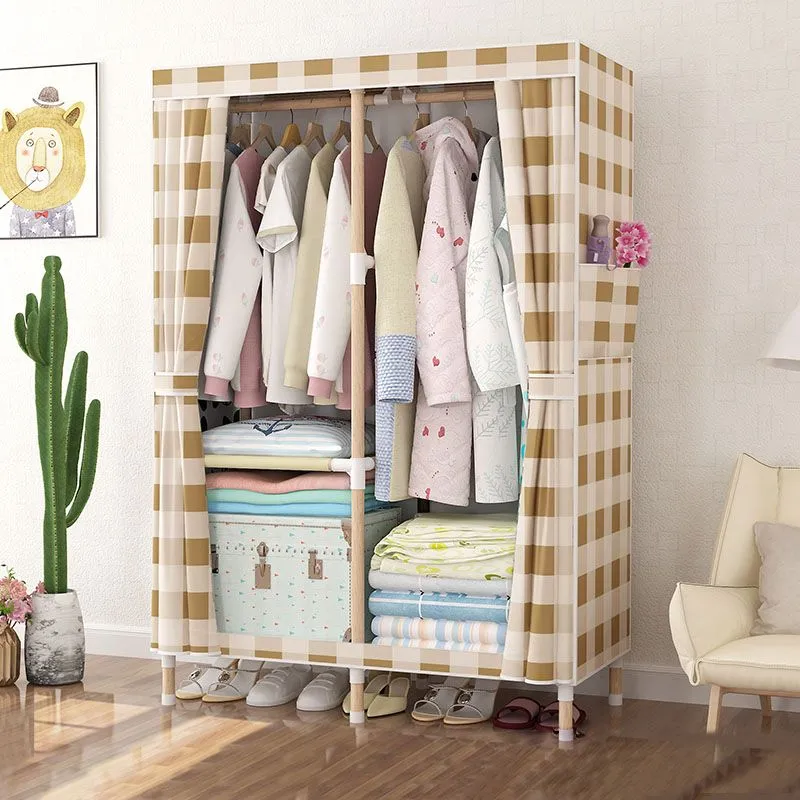 Metalen Modern Armoire Shelves Storage Wardrobe Closet Garment Rod 25