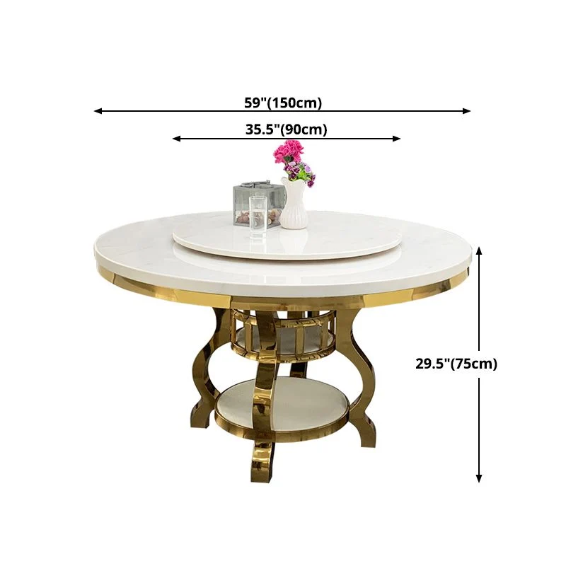 Metalen Traditional Luxury Round Table Marble Top Table Storage 47