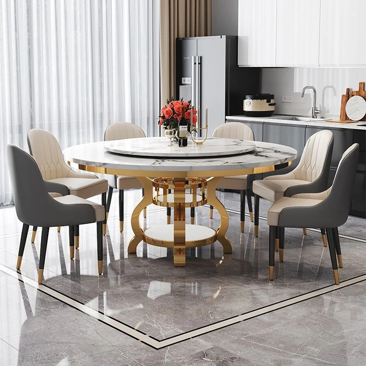 Metalen Traditional Luxury Round Table Marble Top Table Storage 47