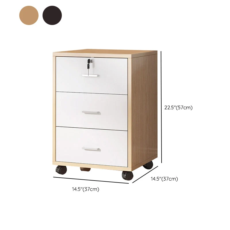 Mid Century Hedendaags Cabinet Wood Locking Drawers and Storage Cabinet Castors Wood