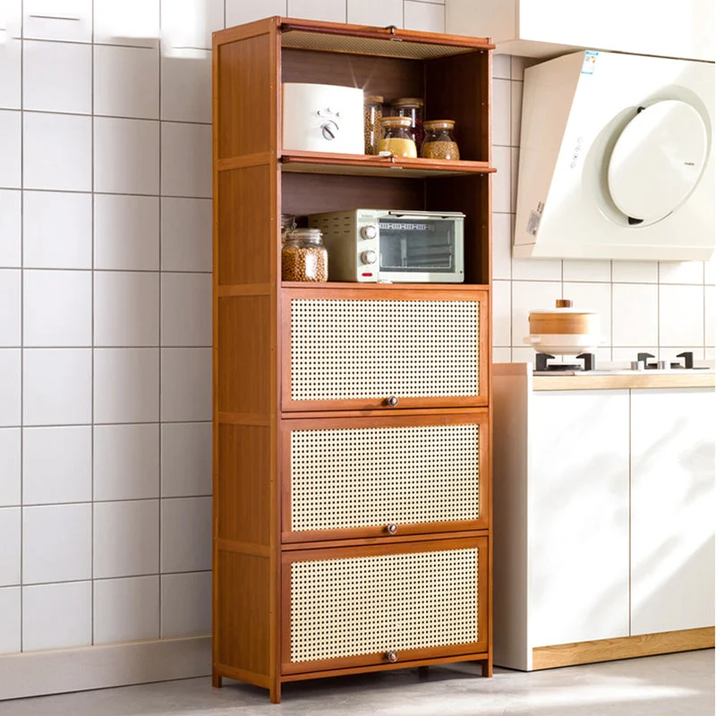 Mid-Century Eigentijds Rectangle Cabinet Wicker&Rattan Doors 23