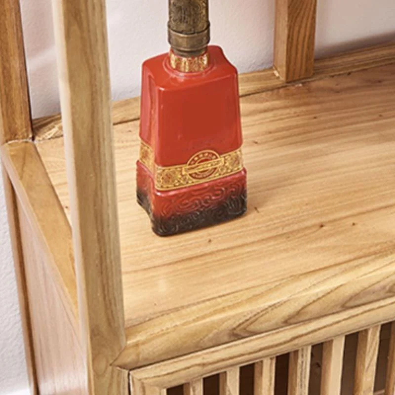Mid-Century Eigentijds Wine Racks Floor Solid Wood Wine Holder Shelf Light