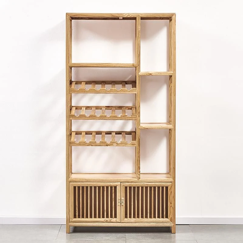 Mid-Century Eigentijds Wine Racks Floor Solid Wood Wine Holder Shelf Light