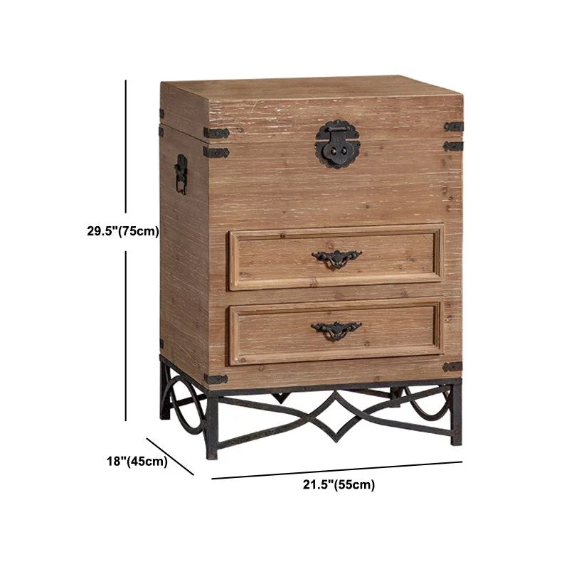 Mid-century Modern Hout Rectangle Iron Legs Accent Cabinet Drawer 22l