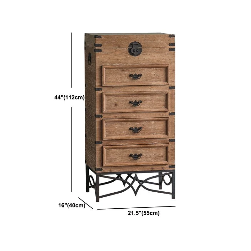 Mid-century Modern Hout Rectangle Iron Legs Accent Cabinet Drawer 22l