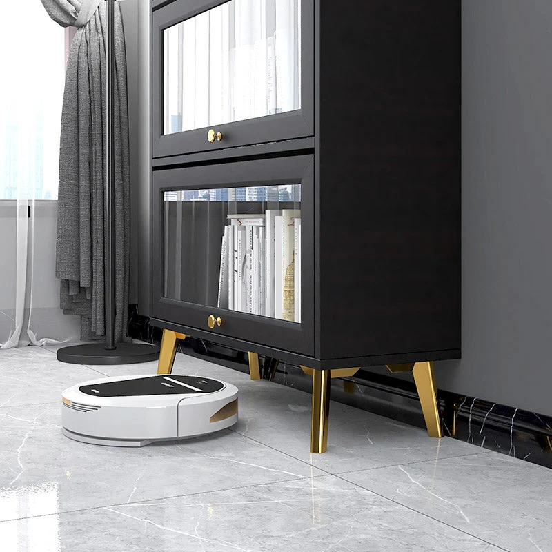 Modern 11.81" W Natuurhout Side Cabinet Glass Doors Black 23