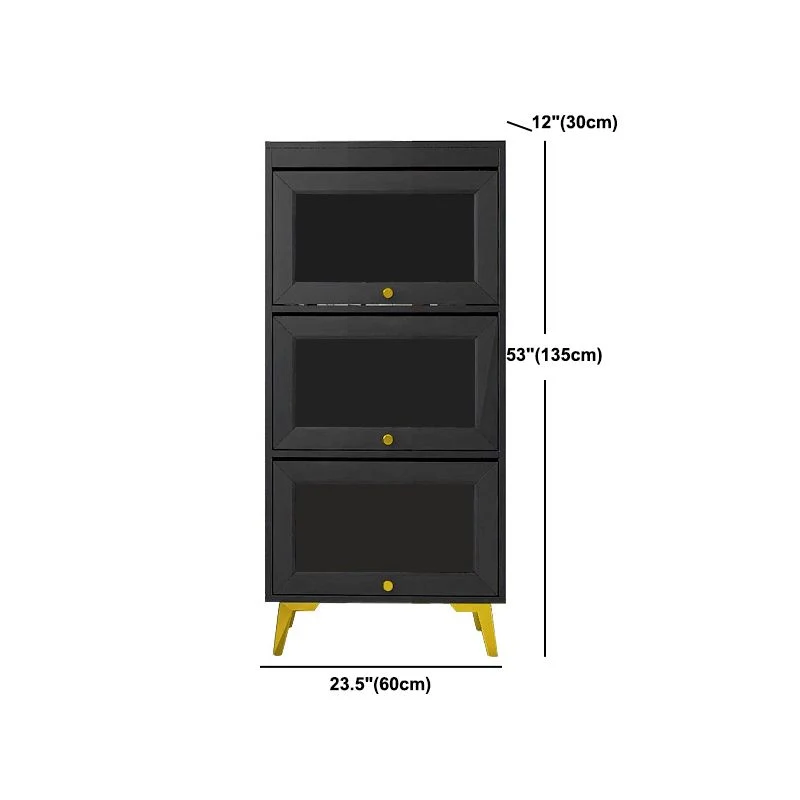 Modern 11.81" W Natuurhout Side Cabinet Glass Doors Black 23