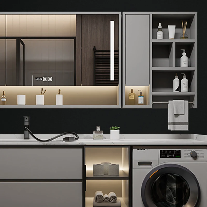 Modern Bathroom Sink Vanity Natuurhout Mirror Vanity Cabinet Storage Shelving 47l