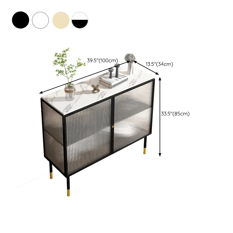 Modern China Cabinet Glass Doors Van metaal Storage Cabinet Dining Room 31l