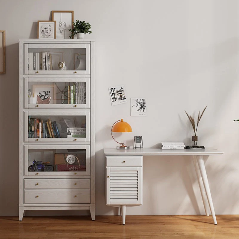 Modern Closed Back Bookcase Basis White Wood Bookshelf Doors 31