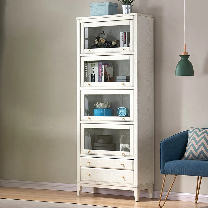 Modern Closed Back Bookcase Basis White Wood Bookshelf Doors 31