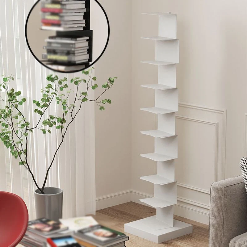 Modern Corner Vertical Bookshelf White and Ebbenhout Closed Back Bookshelf 13