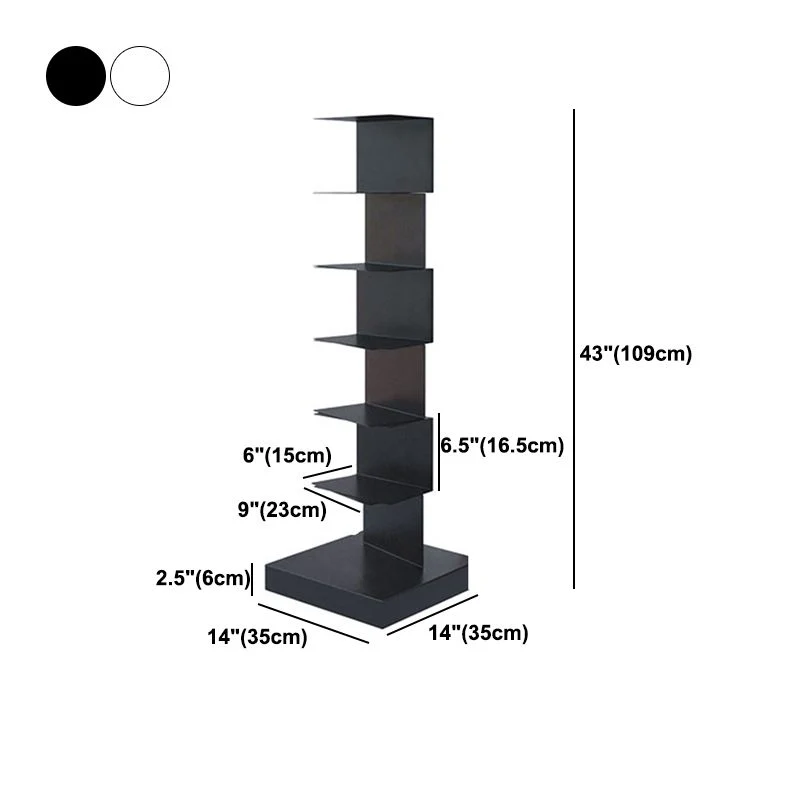 Modern Corner Vertical Bookshelf White and Ebbenhout Closed Back Bookshelf 13
