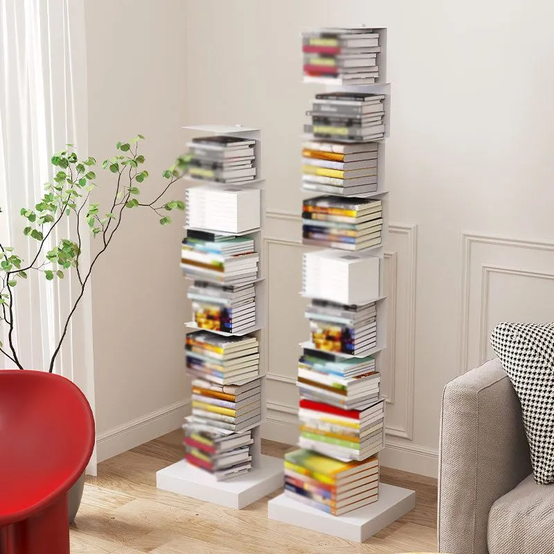 Modern Corner Vertical Bookshelf White and Ebbenhout Closed Back Bookshelf 13