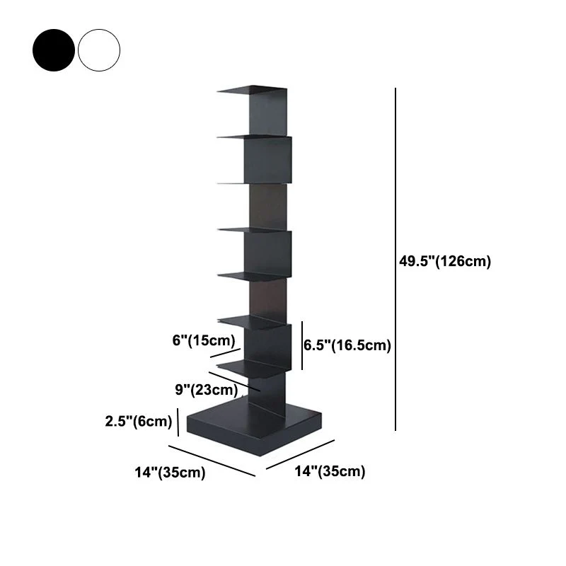 Modern Corner Vertical Bookshelf White and Ebbenhout Closed Back Bookshelf 13