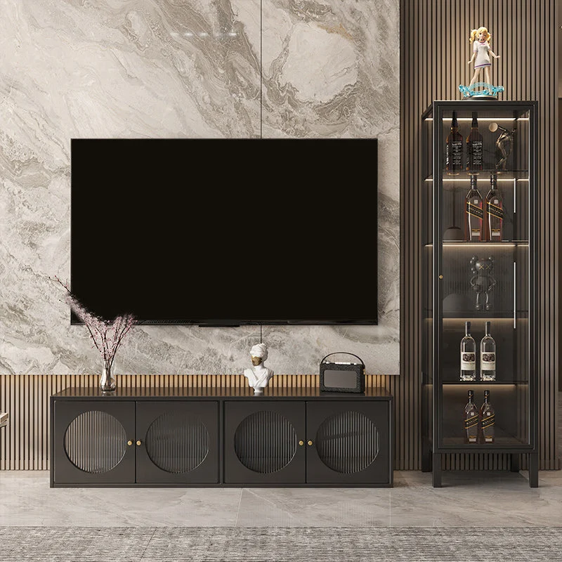 Modern Curio Cabinet Metaal Glass Doors Buffet Cabinet Doors White