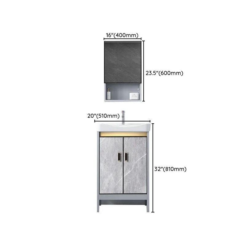 Modern Freestanding Vanity Sink Metalen Bathroom Vanity Cabinet Mirror Cabinet 16
