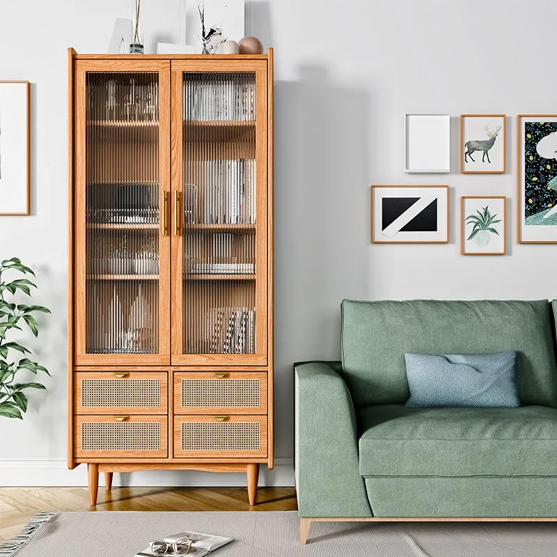 Modern Glaswerk Doors Display Stand Pine Storage Cabinet Doors Living Room 31l