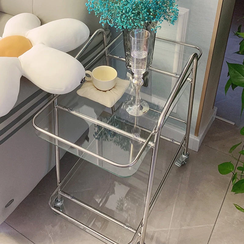 Modern Glaswerk End Slide Table 2-Tier Corner Table Storage