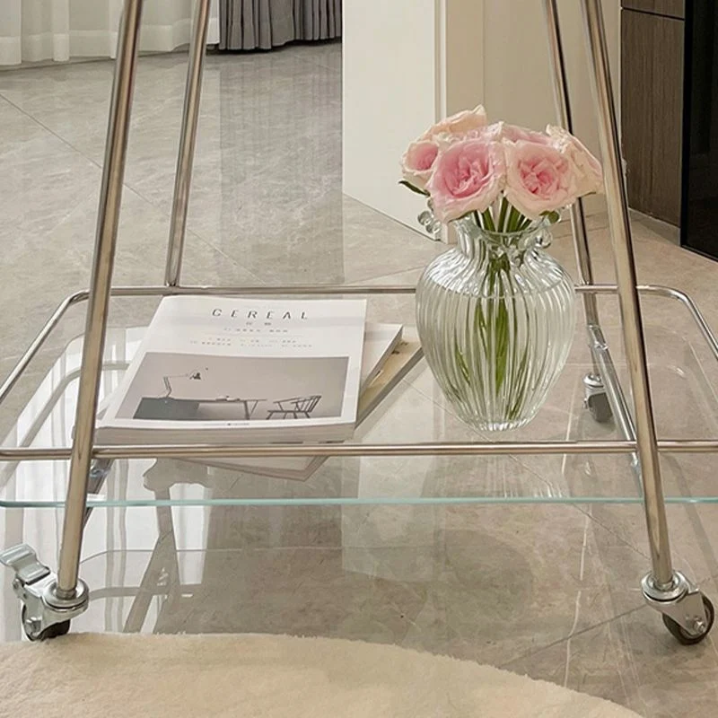 Modern Glaswerk End Slide Table 2-Tier Corner Table Storage