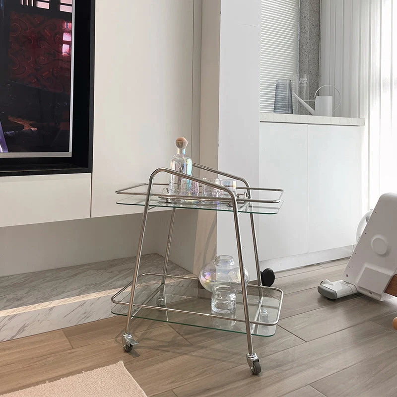 Modern Glaswerk End Slide Table 2-Tier Corner Table Storage