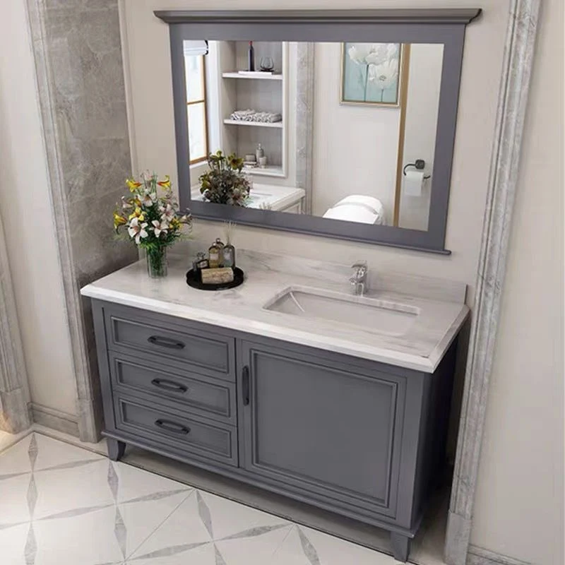 Modern Gray Sink Vanity Freestanding Houtsoort Bathroom Vanity Drawers 23