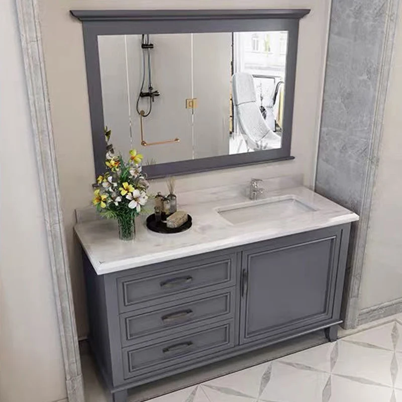 Modern Gray Sink Vanity Freestanding Houtsoort Bathroom Vanity Drawers 23