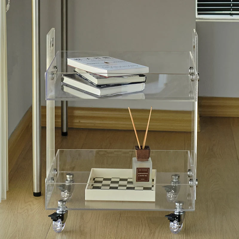 Modern Kunststof Rectangular End Table Double Tier Corner Table Storage